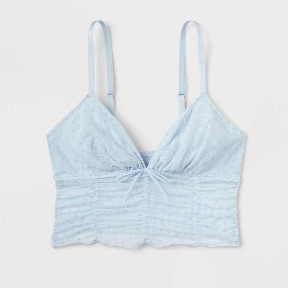 Colsie Mesh Brami Sparkle Blue Top - Picture 2 of 4
